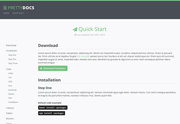 Free Bootstrap theme for developers - prettydocs