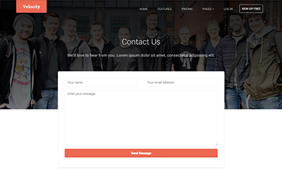 Bootstrap 5 template for products - Velocity - Contact us page