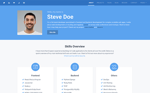 Instance – Bootstrap 5 Personal Portfolio Template for Developers
