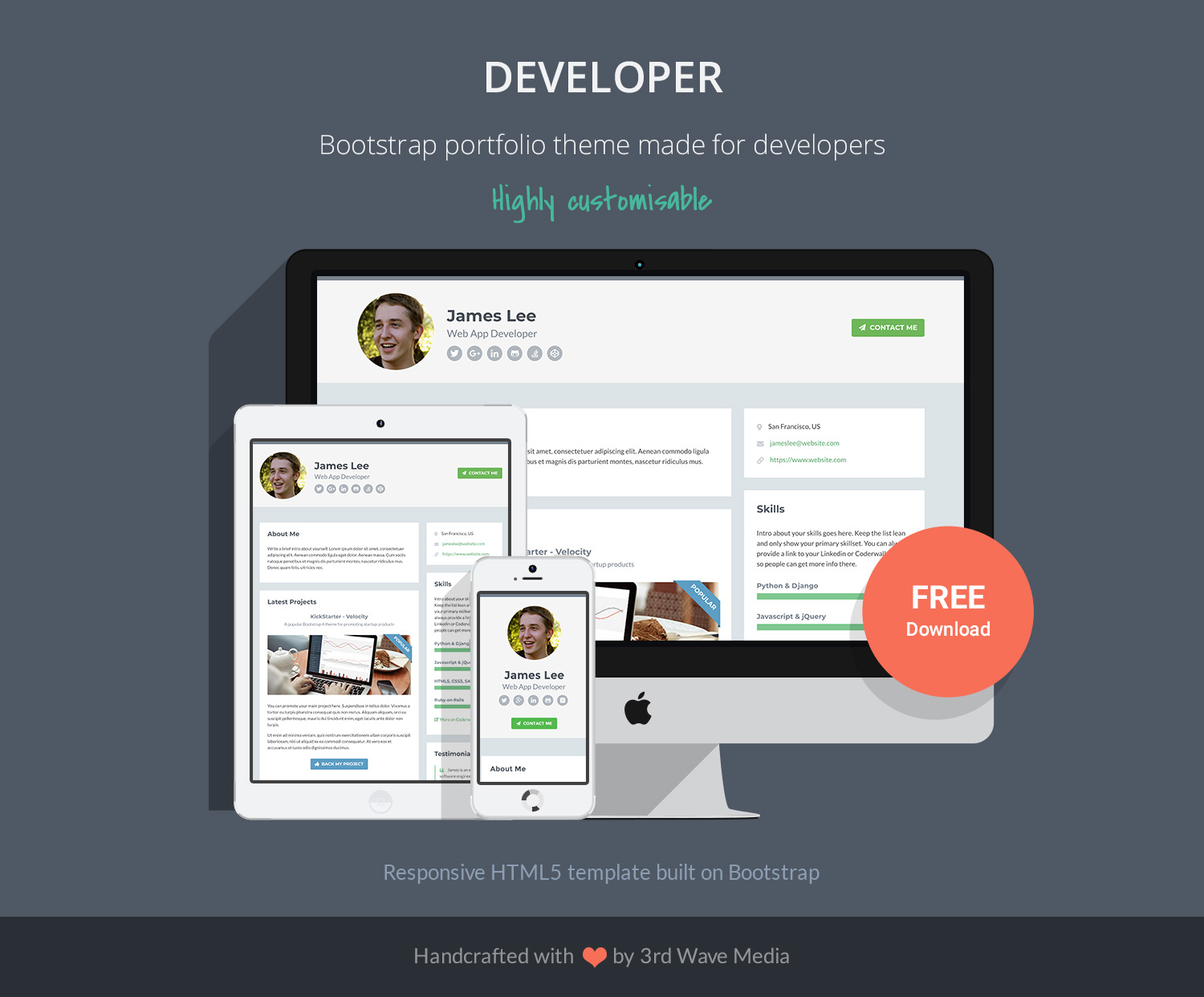 Developer - Free Bootstrap 5 Portfolio Theme for Developers