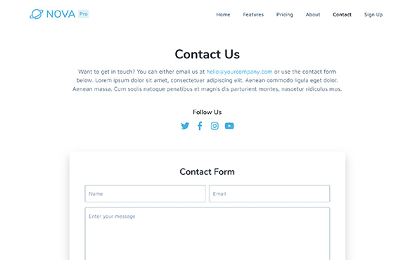 Bootstrap-Template-For-Mobile-Apps-Nova-Pro-Contact-Page