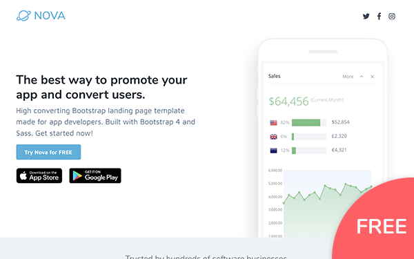 Nova - Free Bootstrap 5 App Landing Page Template