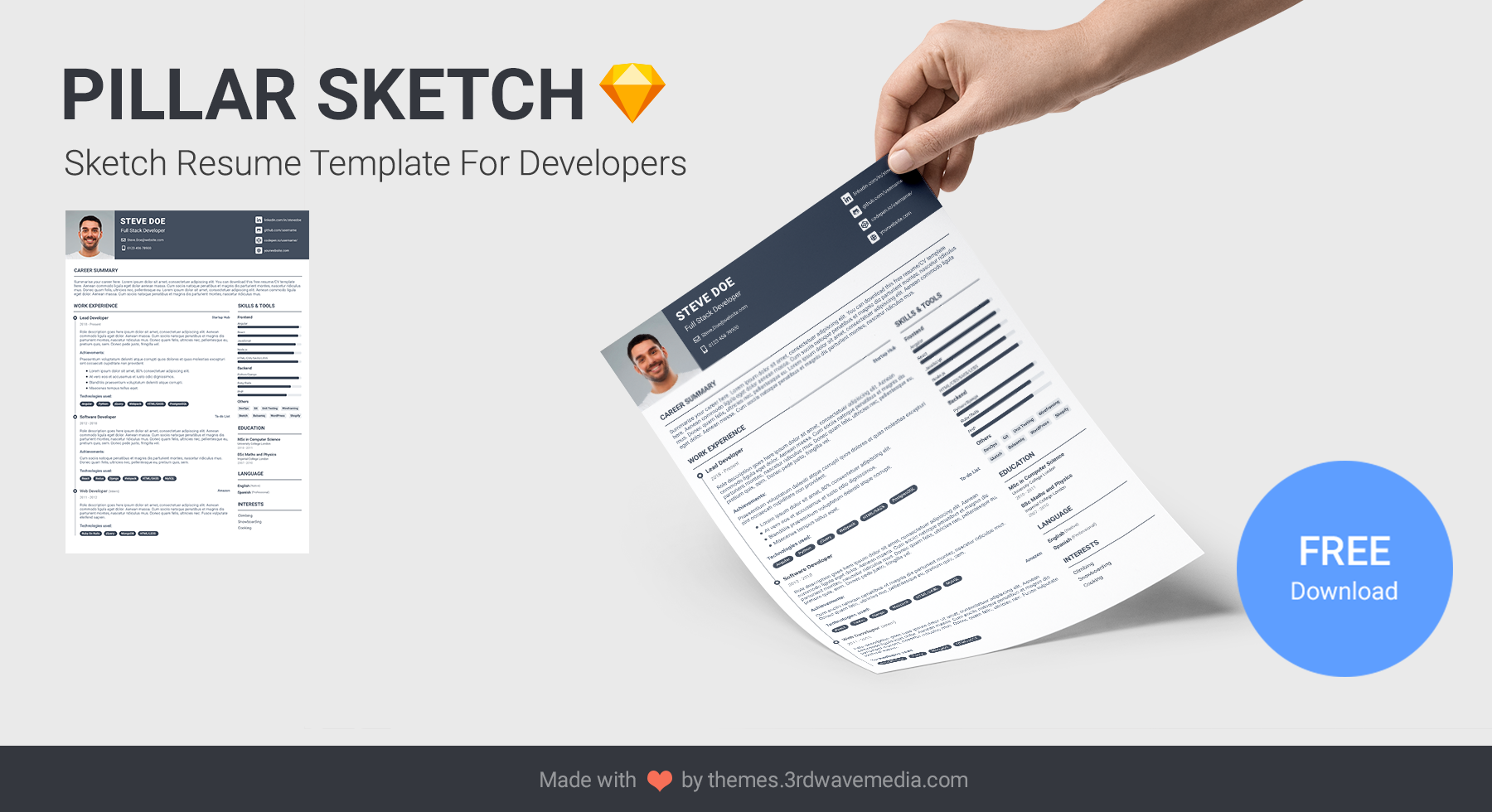 Pillar Sketch - Sketch Resume/CV Template for Developers