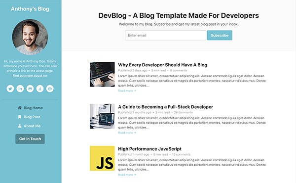 DevBlog - Free Bootstrap blog template for developers - Color 2