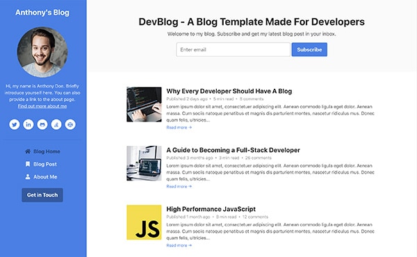 DevBlog - Free Bootstrap blog template for developers - Color 3