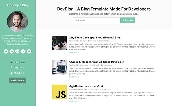 DevBlog - Free Bootstrap blog template for developers - Color 4