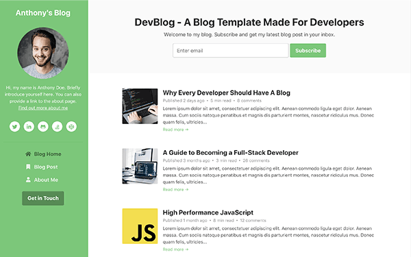 DevBlog – Free Bootstrap 5 Blog Template for Developers