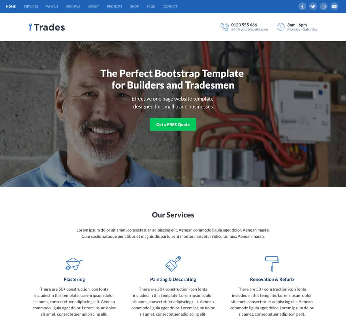 trades - bootstrap website template for builders and small construction companies