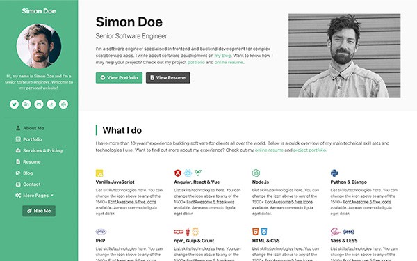 DevCard – Bootstrap 5 vCard and Portfolio Template for Software Developers