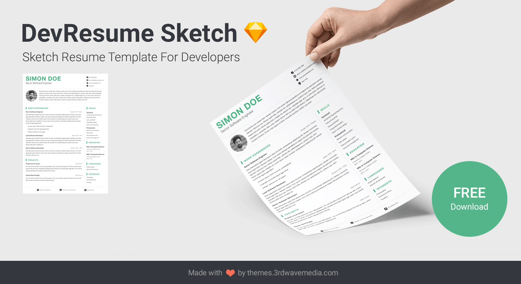 DevResume Sketch Resume Template For Software Developers