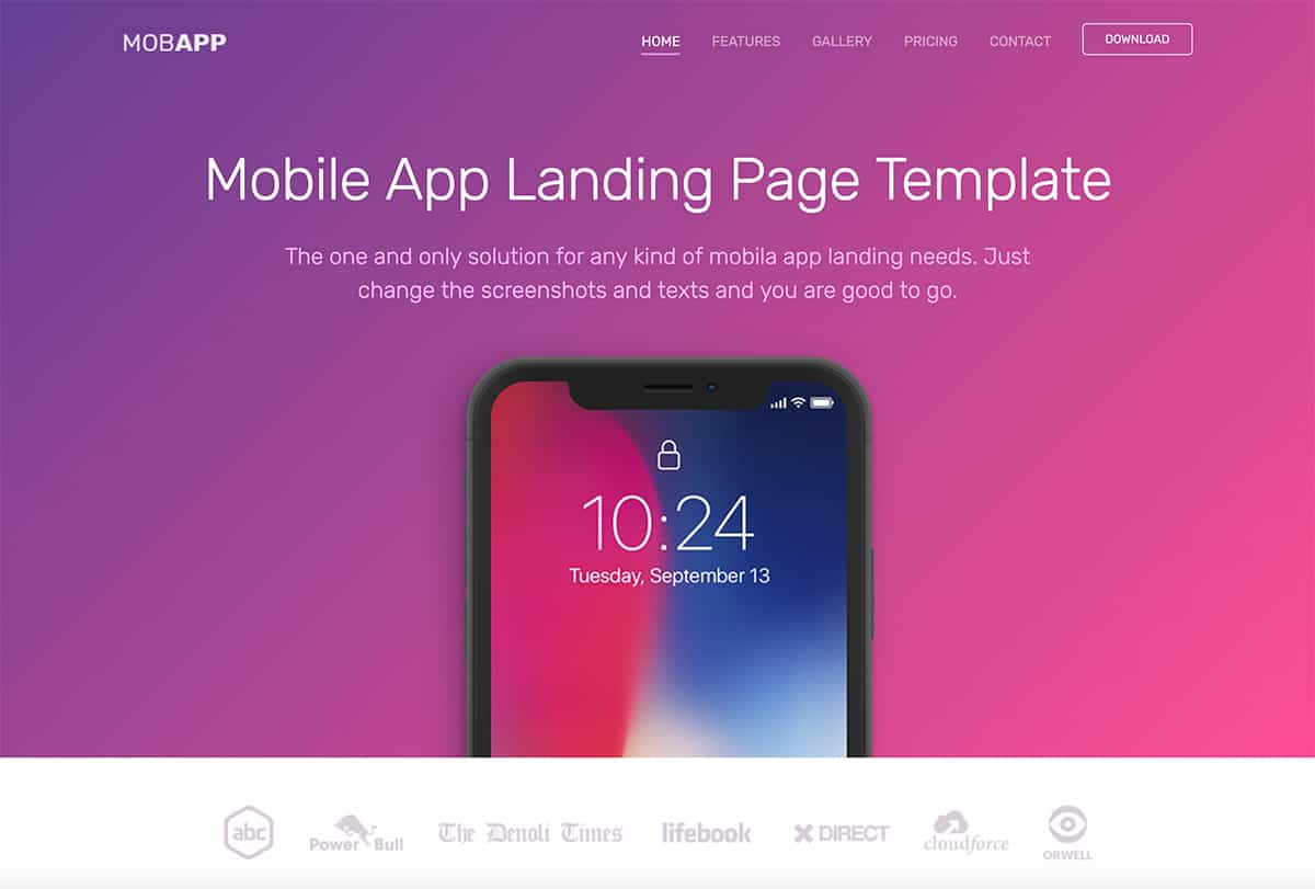 Best Free Mobile App Landing Page Templates For Developers Html5