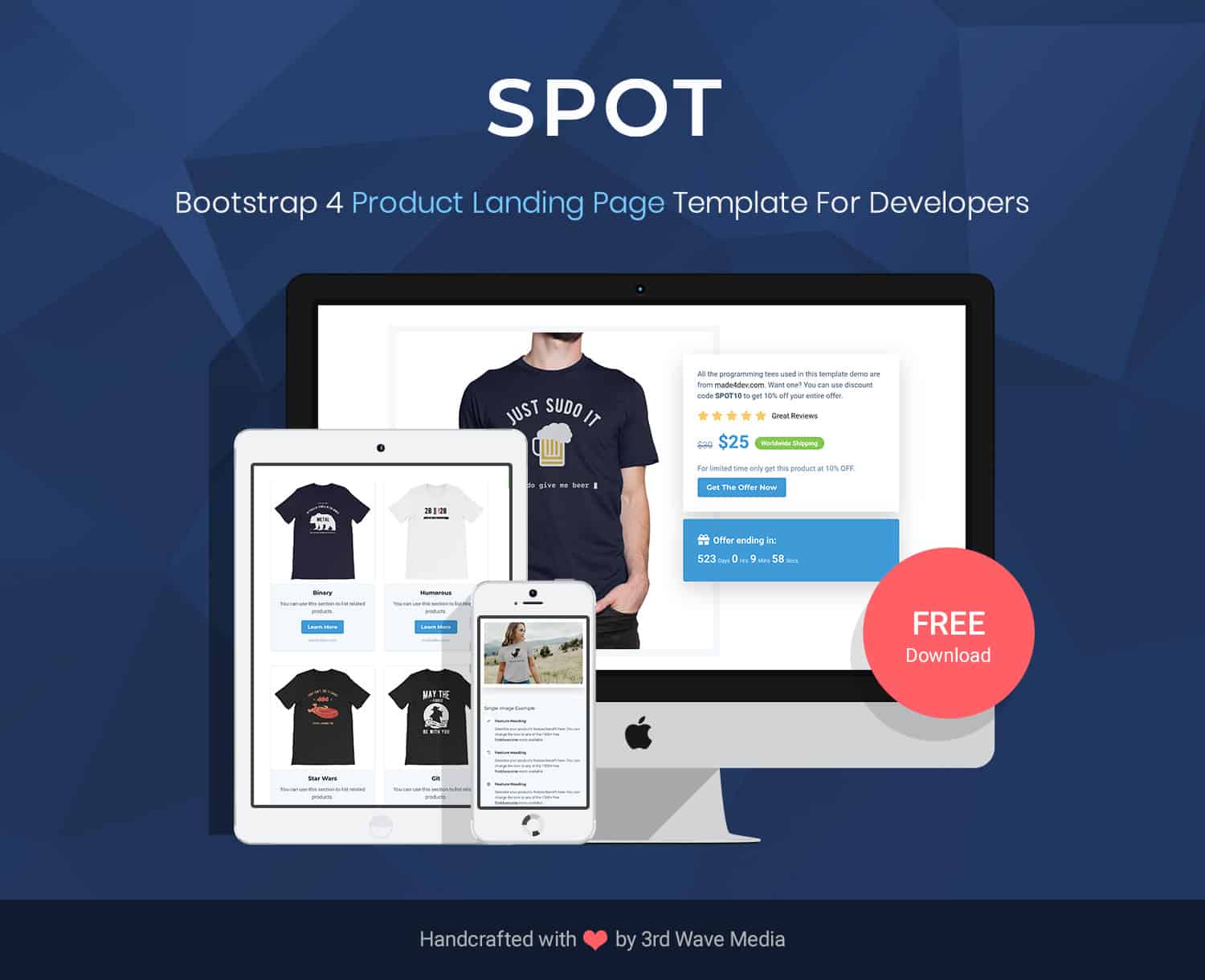 Spot - Bootstrap Product Landing Page Template For Developers