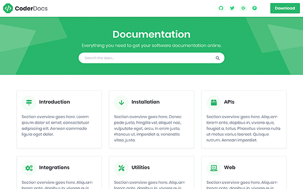 CodeDocs – Free Bootstrap 4 Documentation Template for Software Projects
