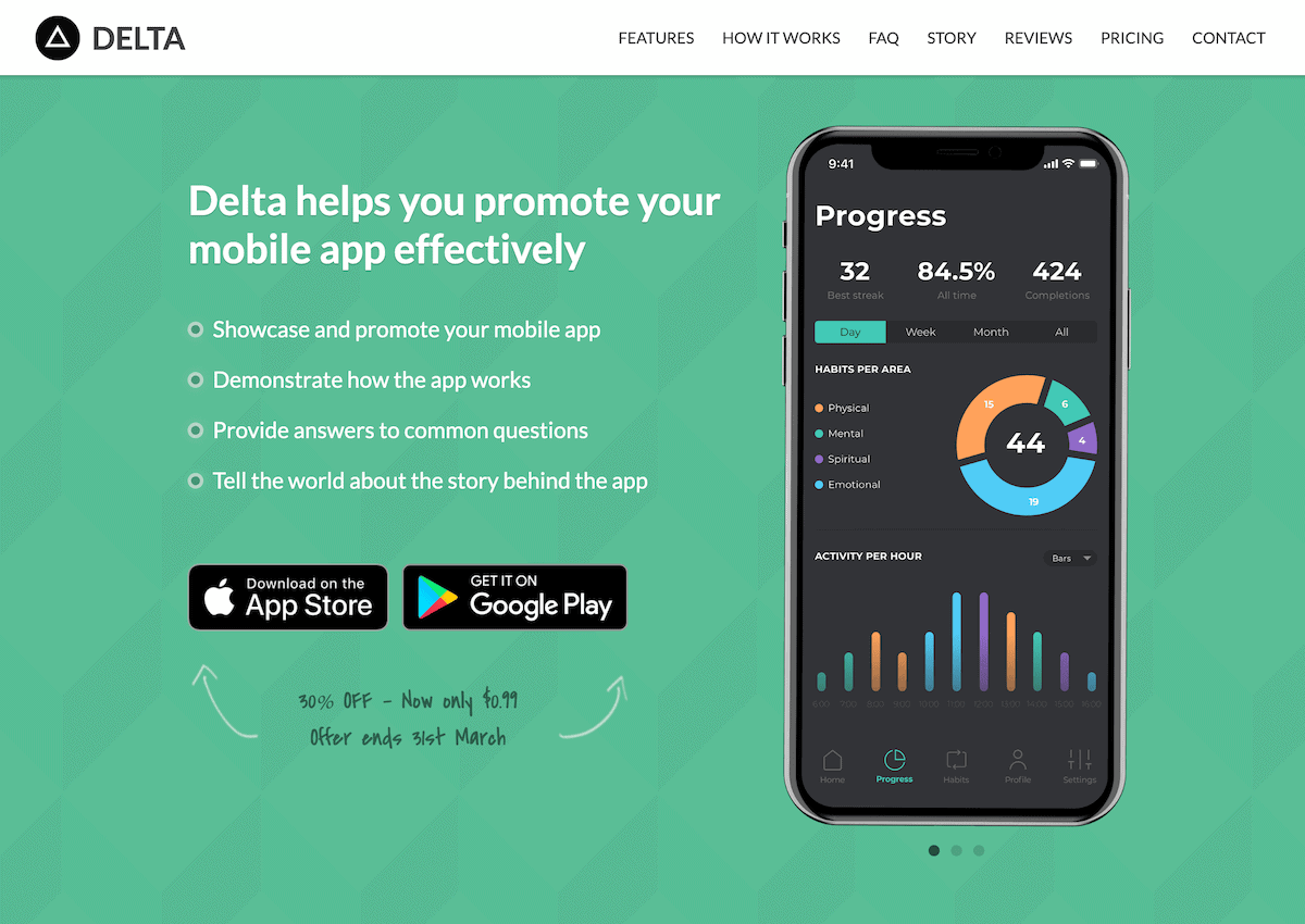 delta - bootstrap website template for mobile apps