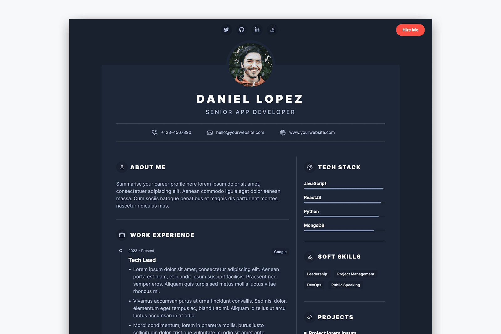 risen-free-bootstrap-resume-cv-template-for-developers-dark-mode