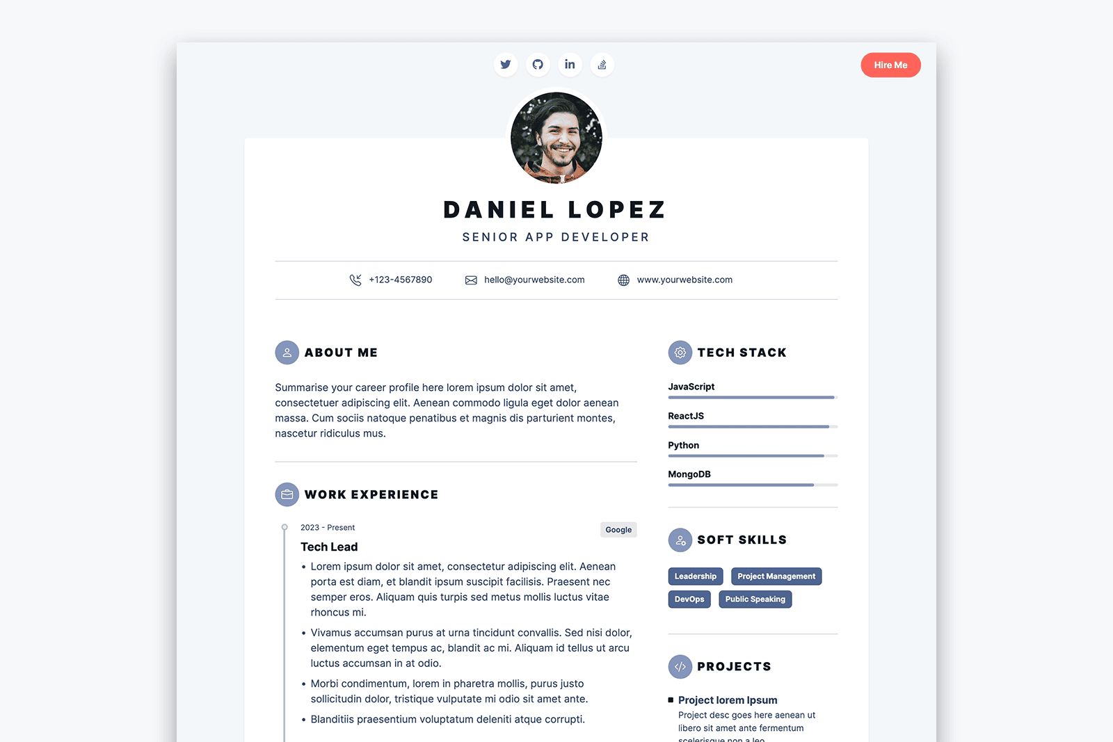 shine-free-bootstrap-resume-cv-template-for-developers-light-mode