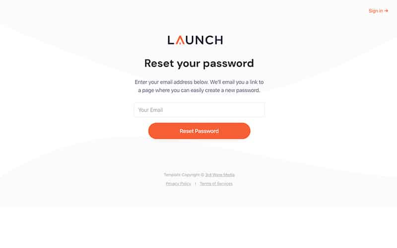 Launch Template Password Page