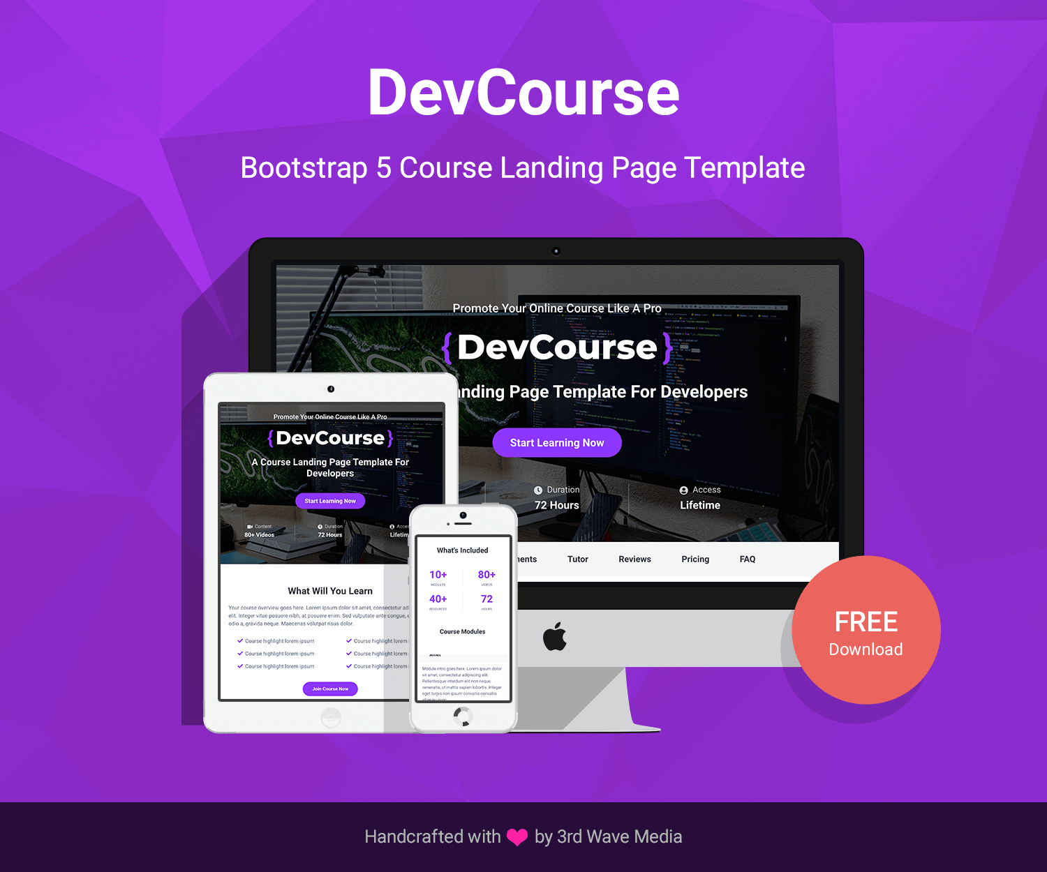 DevCourse - Free Bootstrap Course Landing Page Template