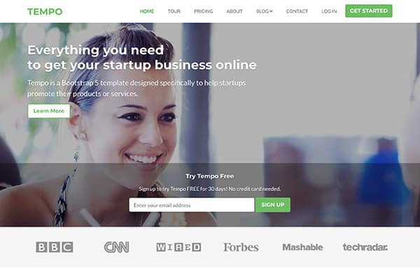 Tempo - Bootstrap template for startups homepage