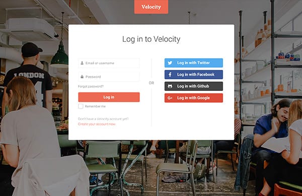 Bootstrap 5 template for products - Velocity - logoin page
