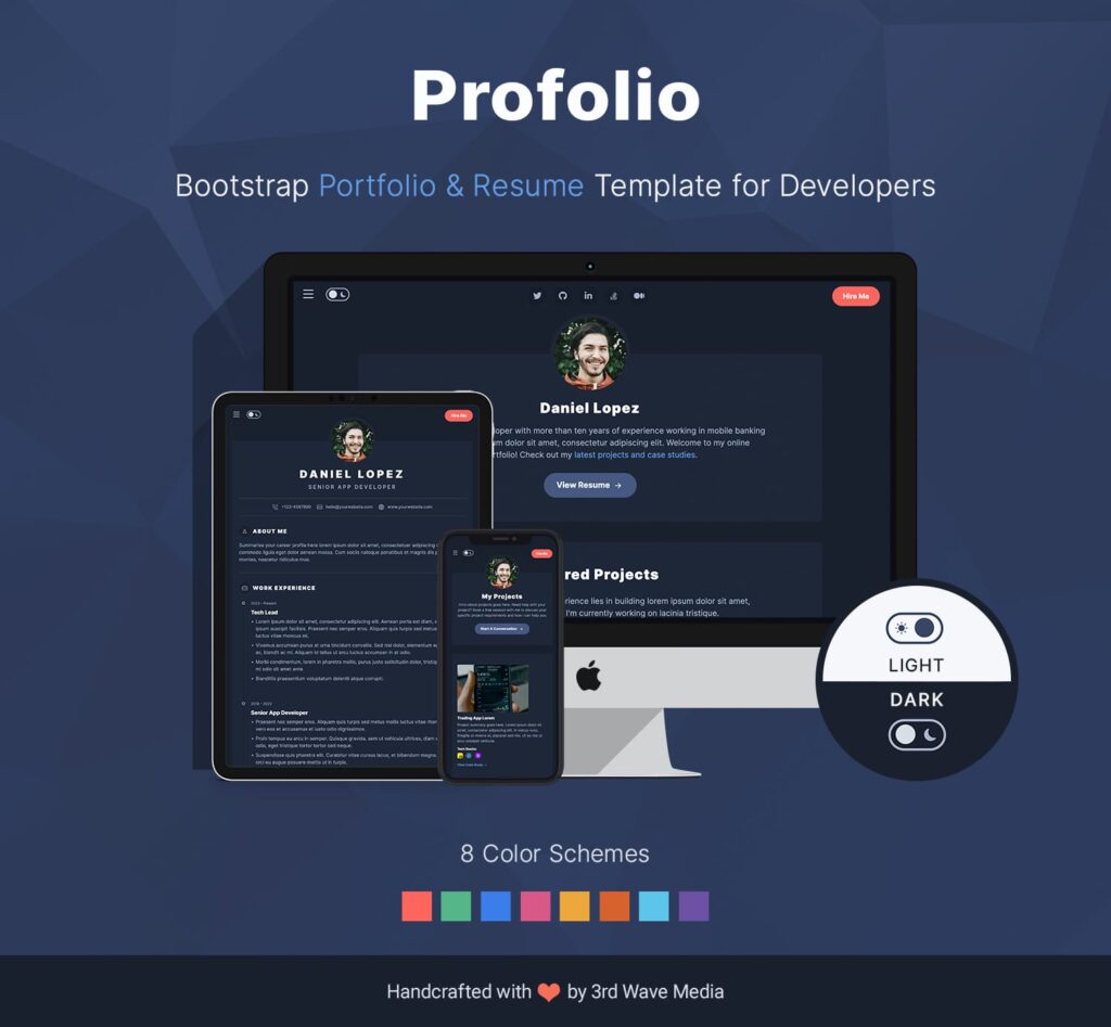 Profolio - Bootstrap Dark Mode Portfolio & Resume Template for Software ...