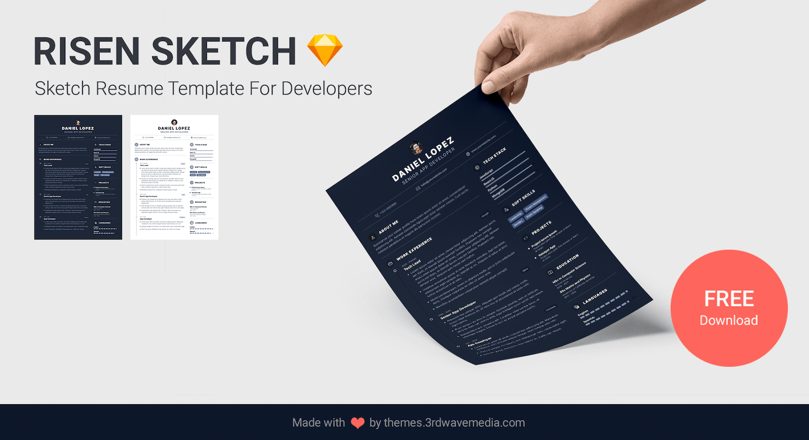 risen-sketch-dark-theme-resume-template-promo