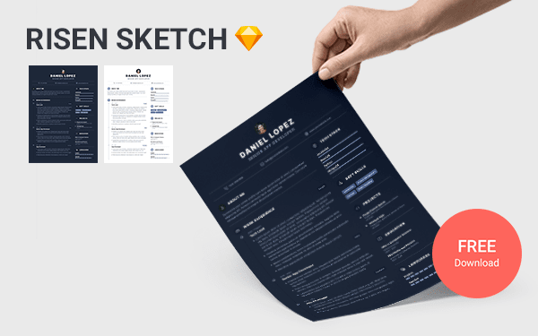 Risen Sketch - Free Sketch Dark Theme Resume Template For Software Developers