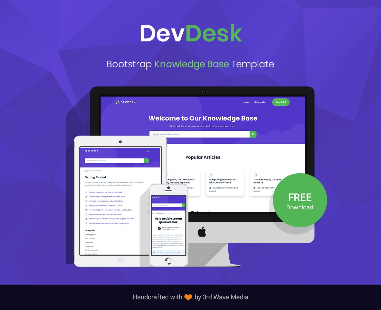 Bootstrap-Knowledge-Base-Template-DevDesk-Pormo