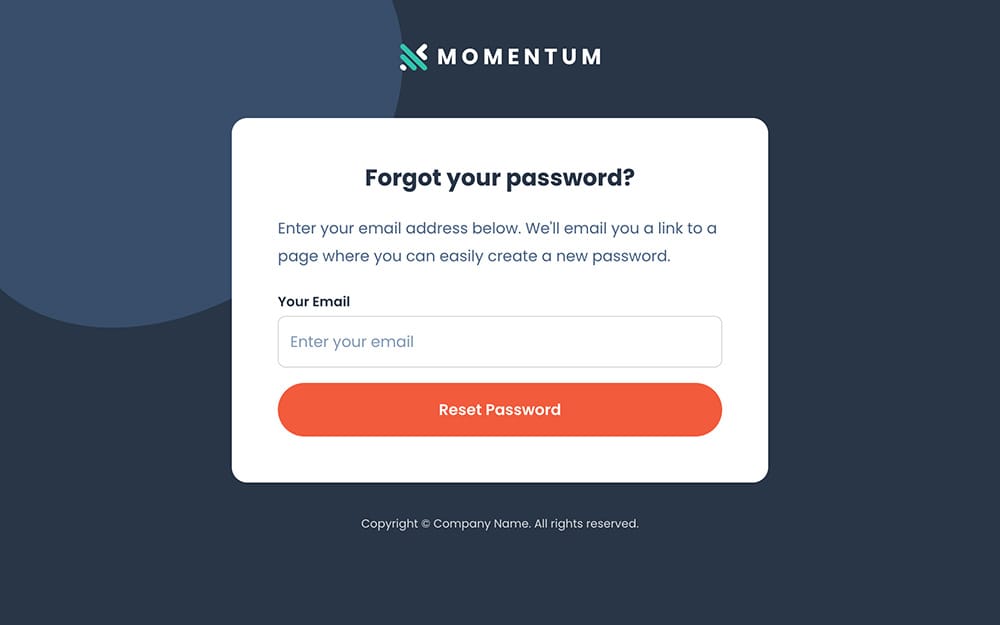 momentum-password-reset-page