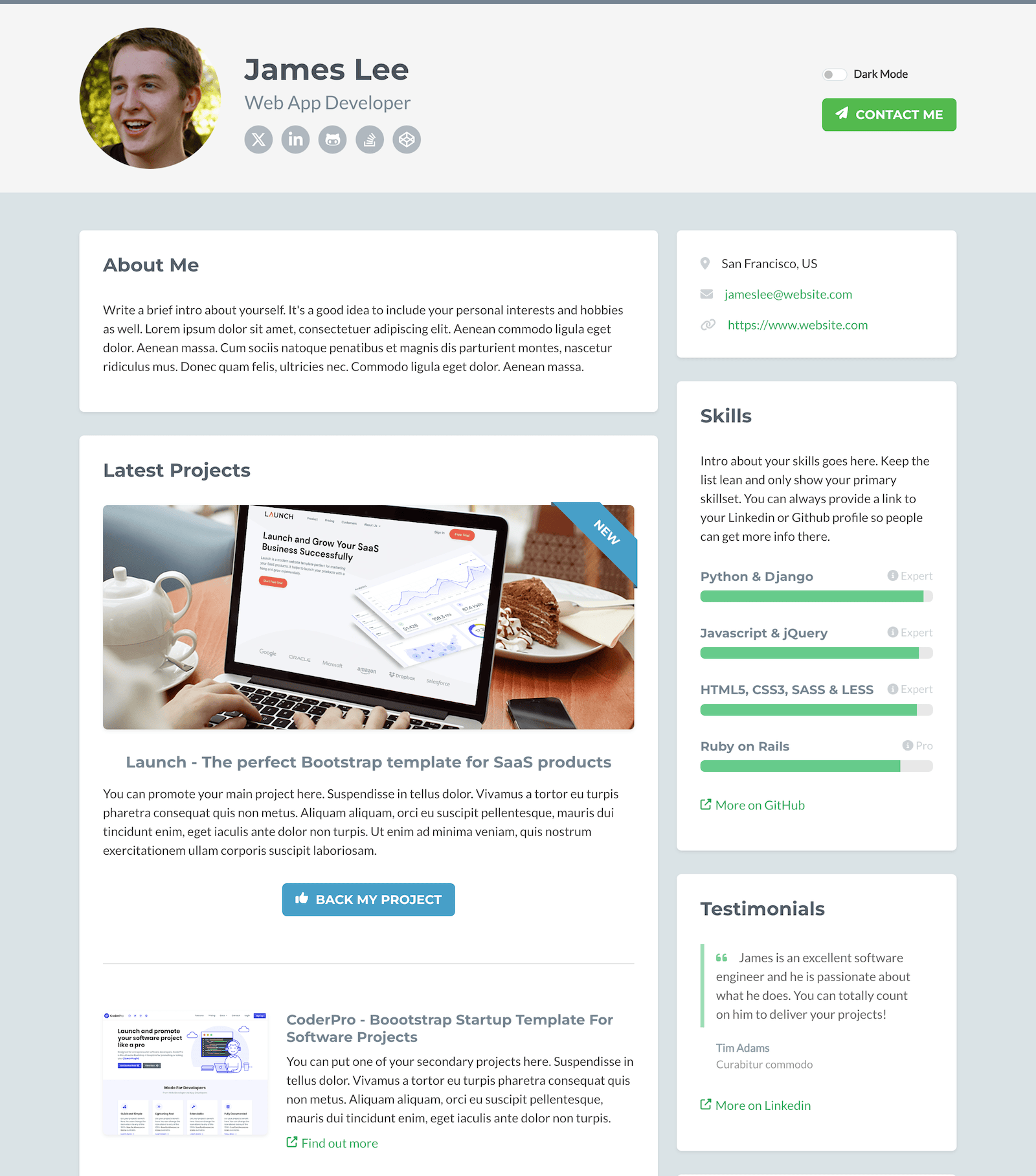 Developer-Free-Bootstrap-One-Page-Portfolio-Resume-Theme