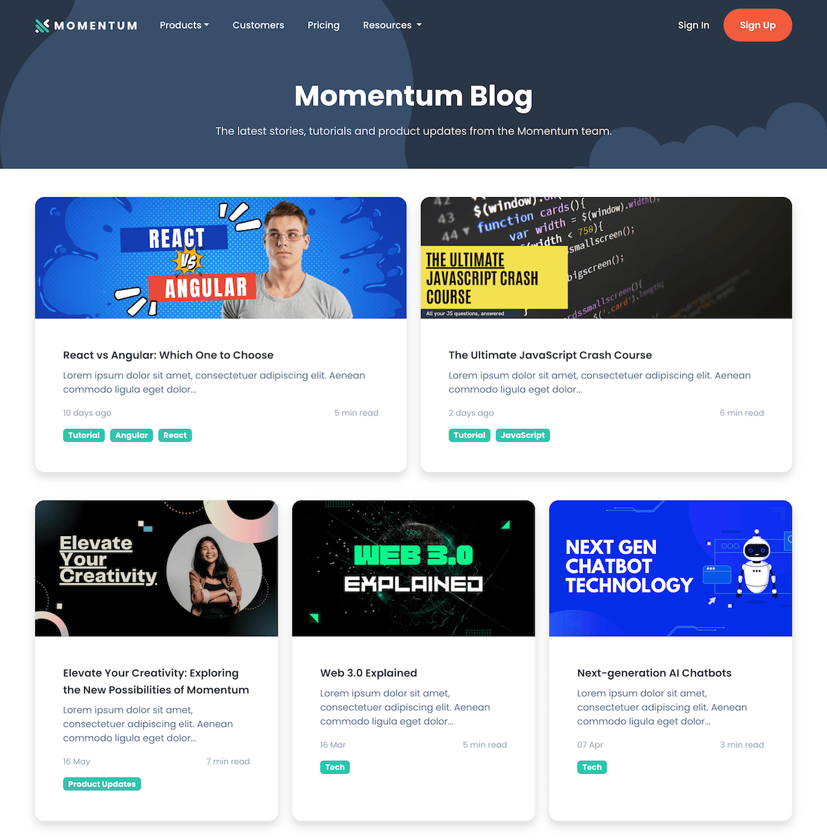 Momentum-Bootstrap-Template-For-Tech-Businesses-Projects-Blog