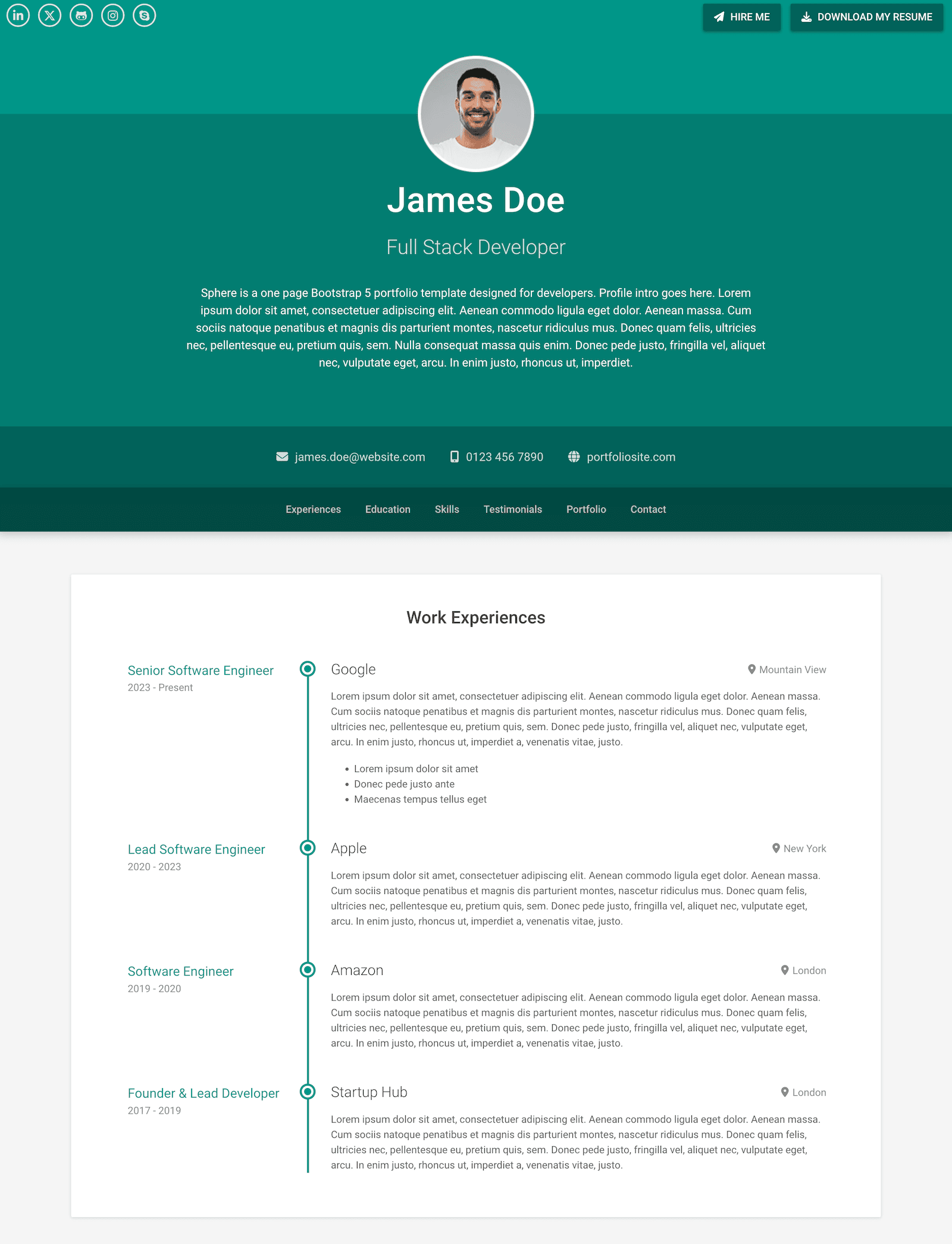 Sphere-Bootstrap-5-Portfolio-Resume-CV-Template-Home